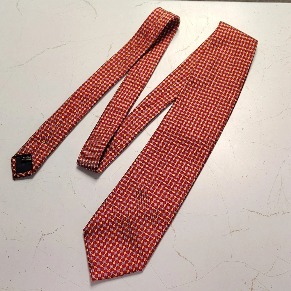 Luciano Barbera Red Blue Thick Silk Handmade Necktie Tie Italy